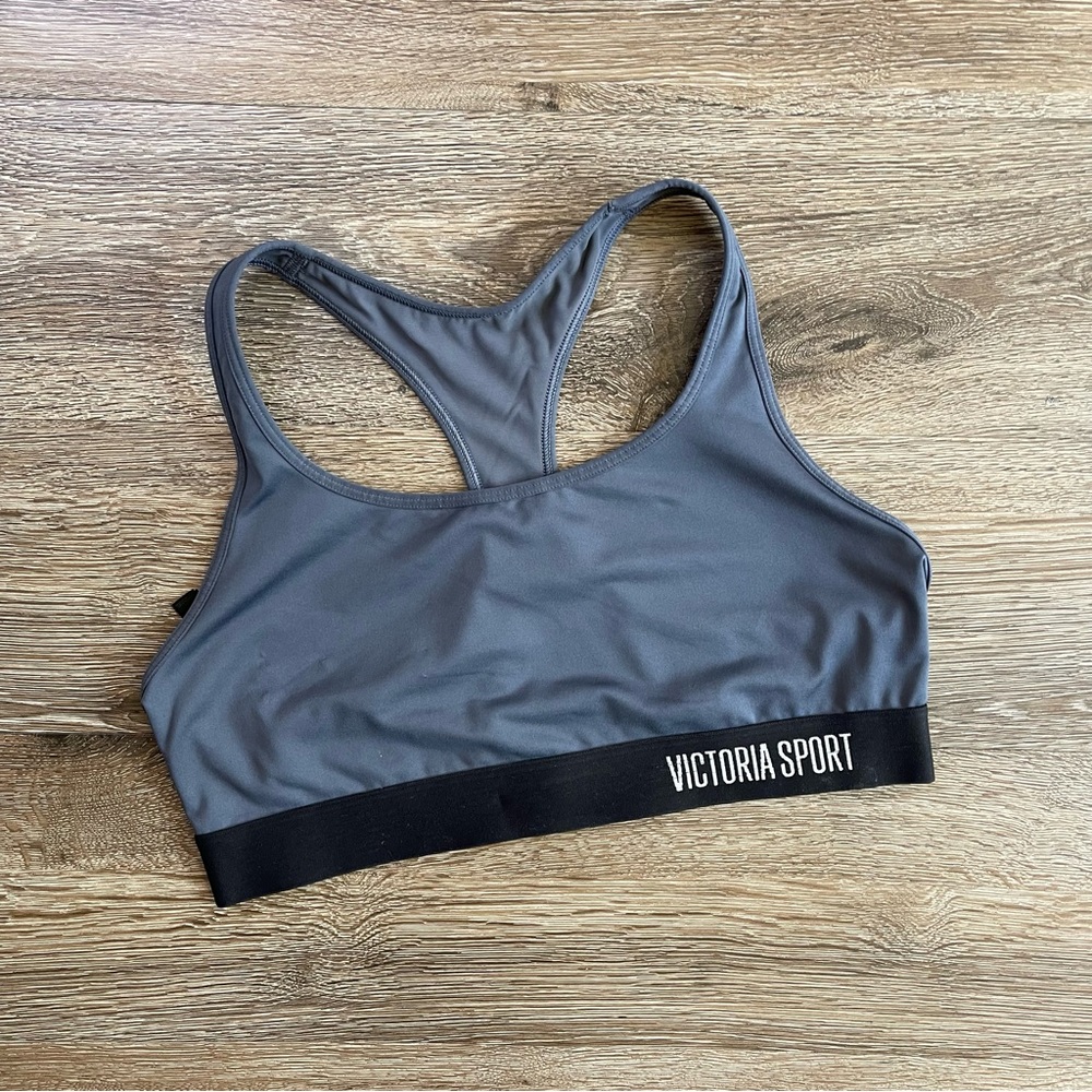Dark Grey Unlined Victoria Sport Sports Bra, Women's Size Large